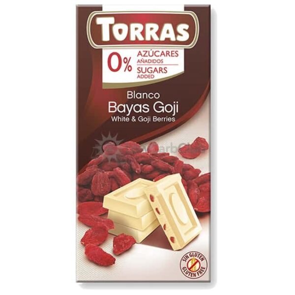 Suikervrije Chocoladetablet Wit Gojibes Torras