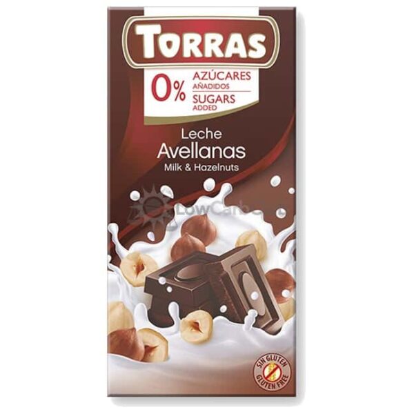 Suikervrije Chocoladetablet Melk Hazelnoot Torras
